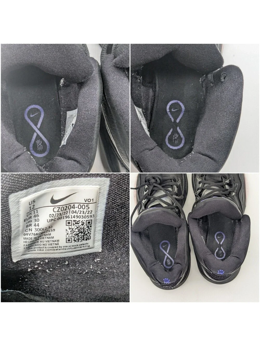 Mens Size 12 Nike Kyrie Infinity 8 Black Metallic Basketball Shoes CZ0204-005